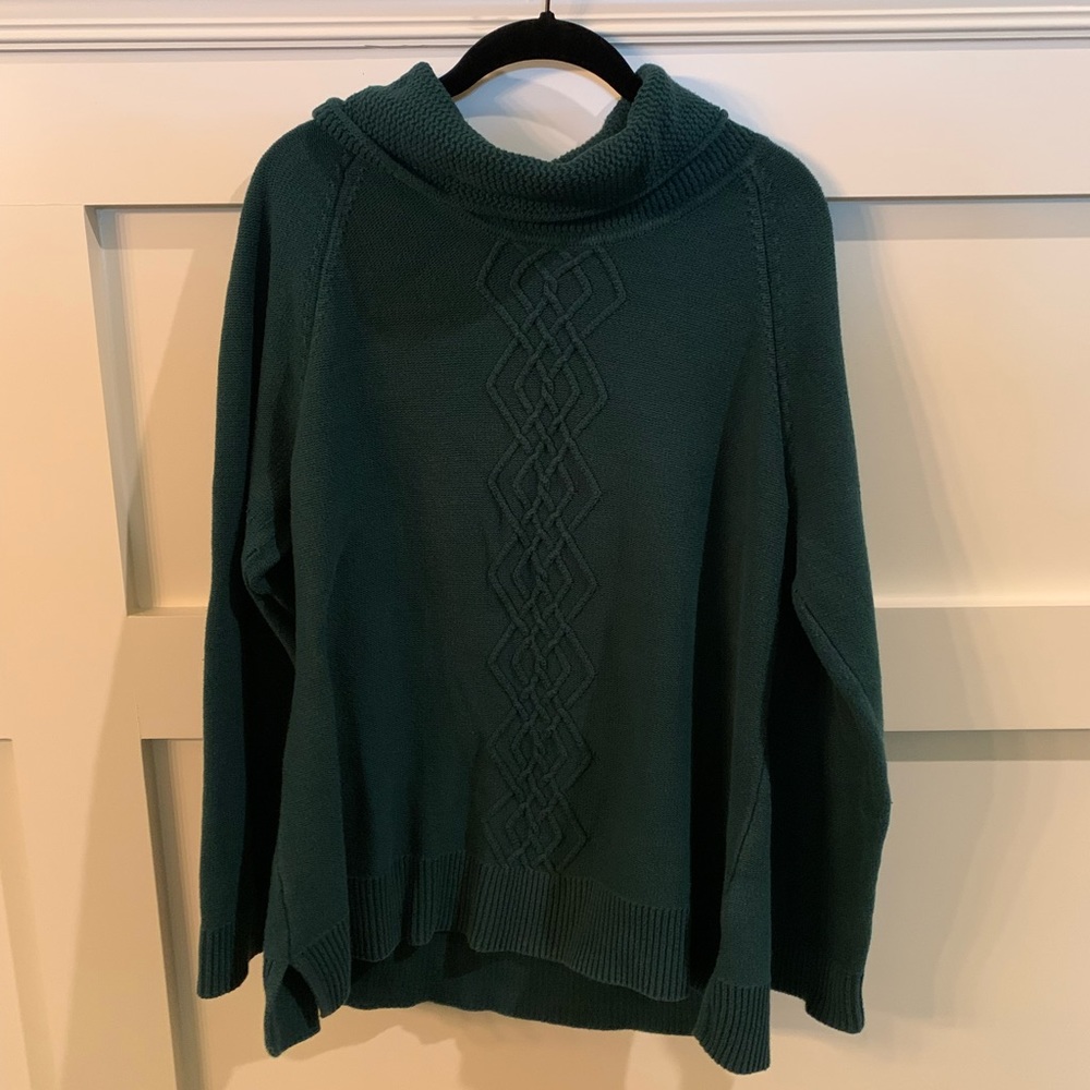 Turtleneck Cable-Knit Green Sweater (XL)